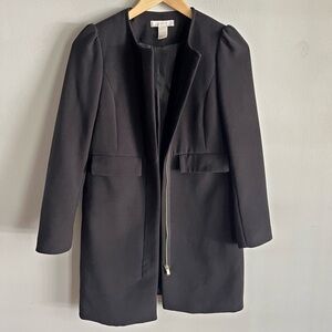 H&M Black Longline Blazer Jacket Minimalist Tailored Size 4